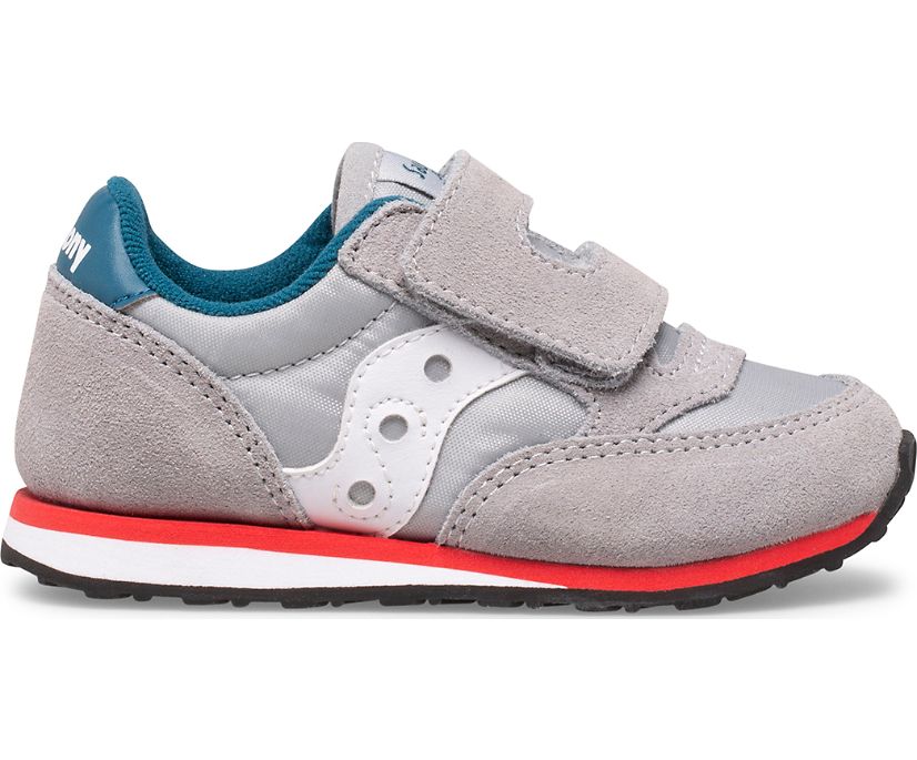 Saucony Baby Jazz Hook & Loop Kids' Sneakers Grey / Blue / Red | Canada 702MQZA